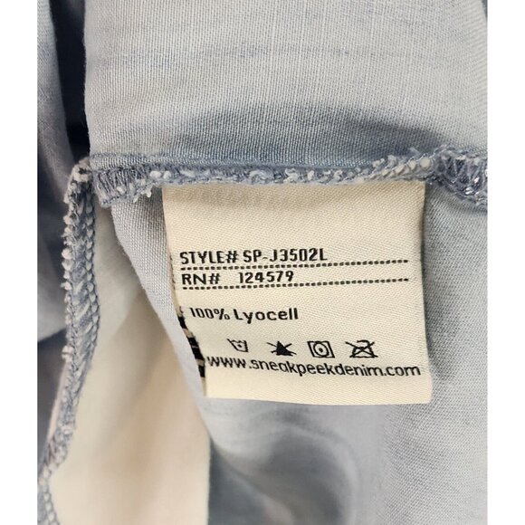 Sneak Peak Dress Womens Small Light Blue Chambray Off the Shoulder Casual Mini - Picture 10 of 11